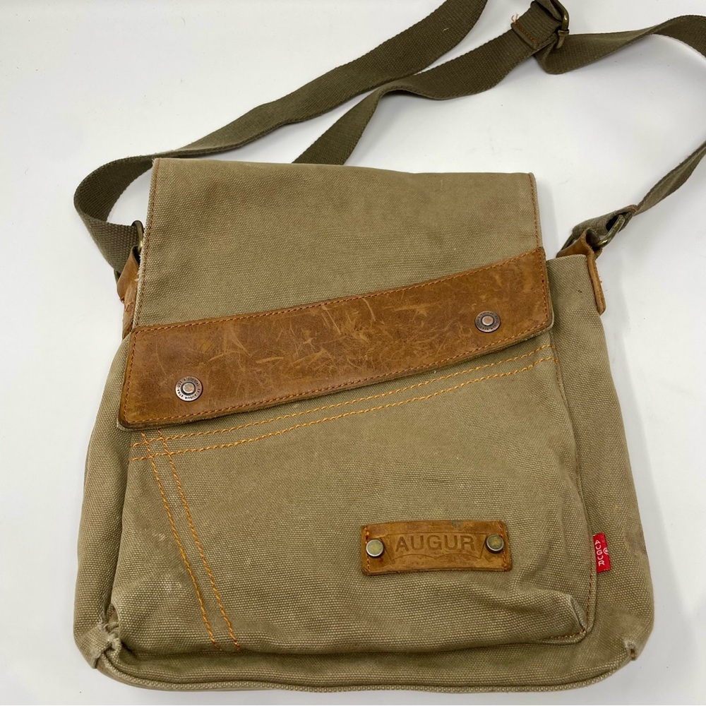 Augur Men's Tan Canvas Messenger Bag